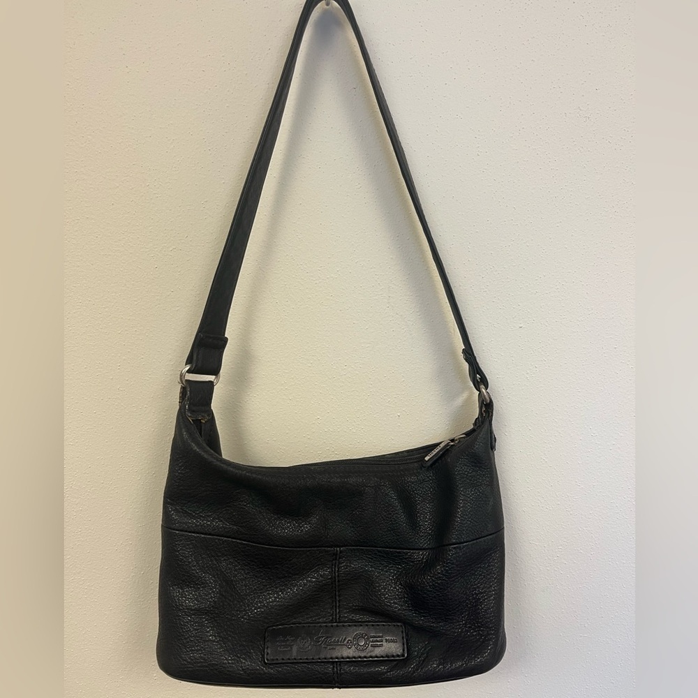 Vintage Fossil Black Leather Shoulder Bag - Picture 7 of 14
